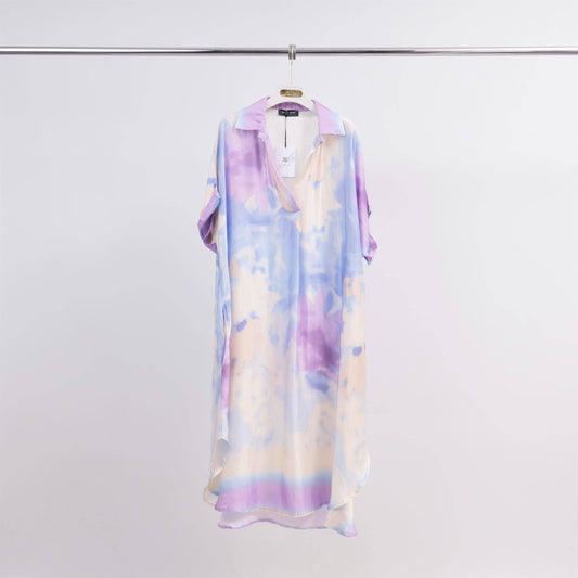 Tie Dye Printed Midi Dress: Lavender