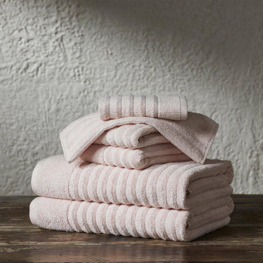 6 Piece Combed Cotton Bath Towels - Karina Collection: Blush