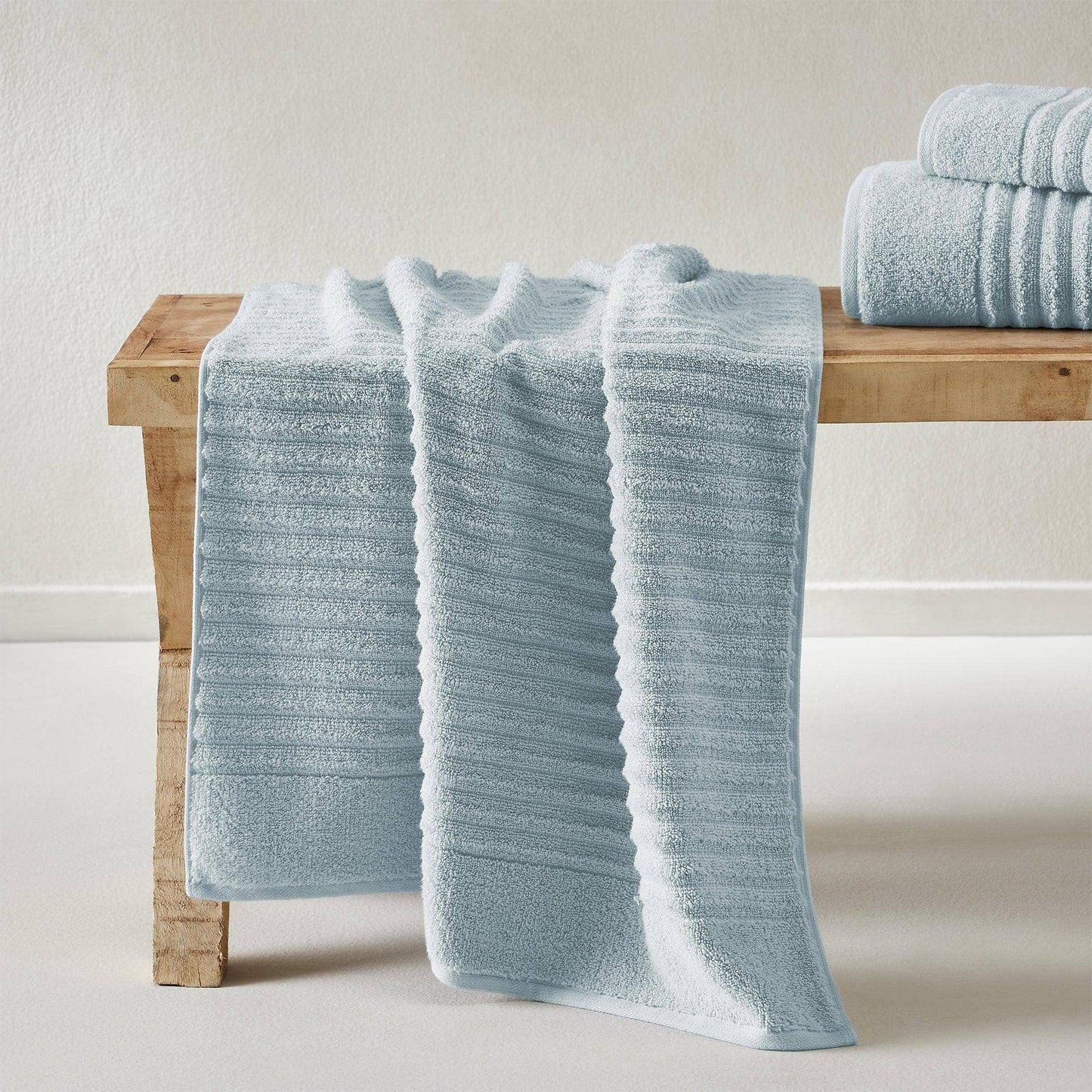 6 Piece Combed Cotton Bath Towels - Karina Collection: Light Blue