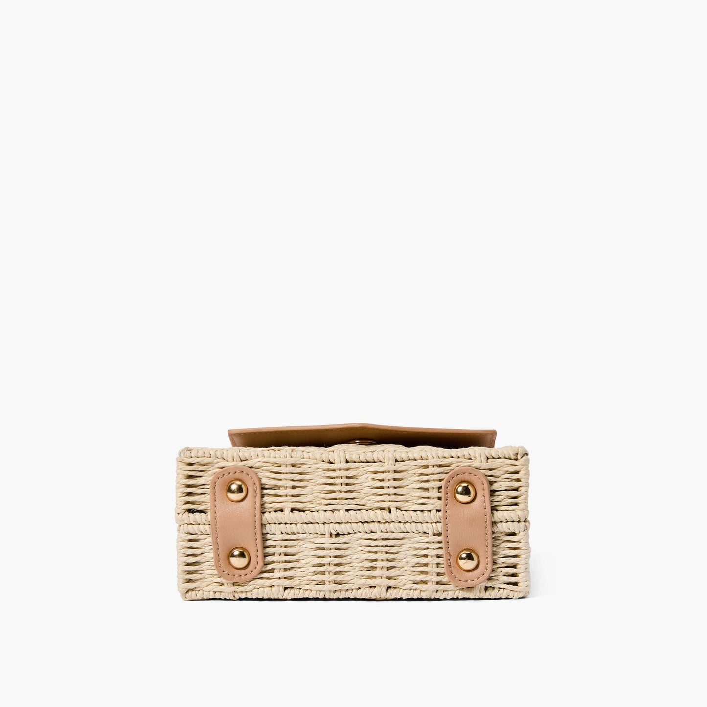 Heather Woven Straw Crossbody: Taupe