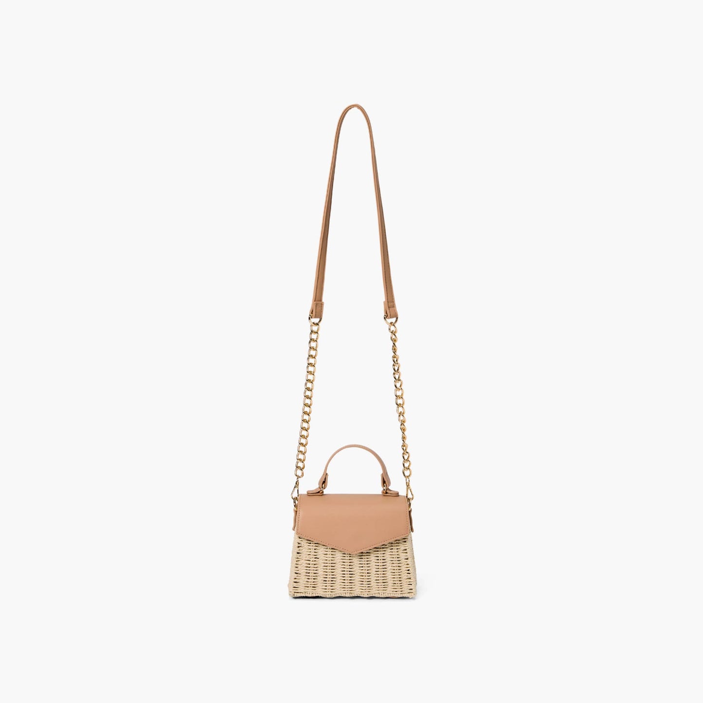 Heather Woven Straw Crossbody: Taupe