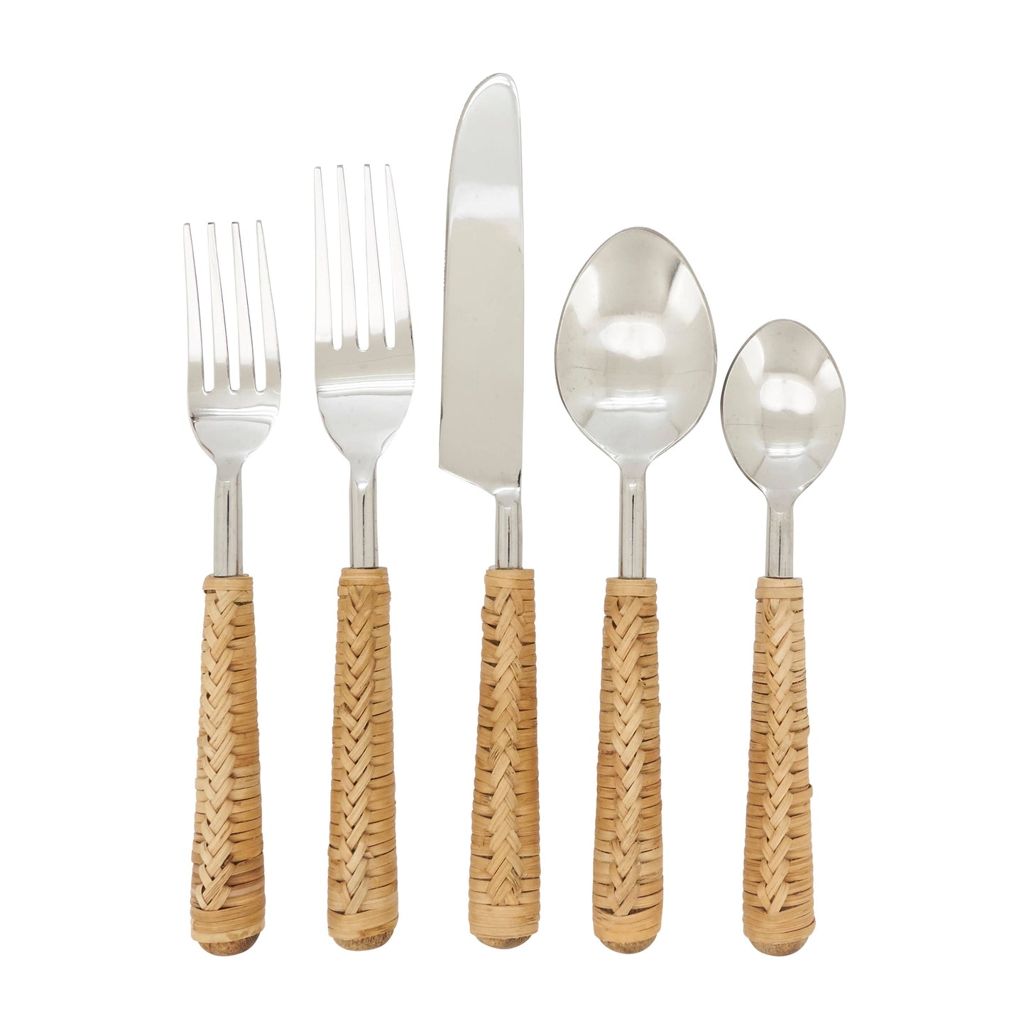 Natural Grain Wicker Flatware (Set of 5): Natural