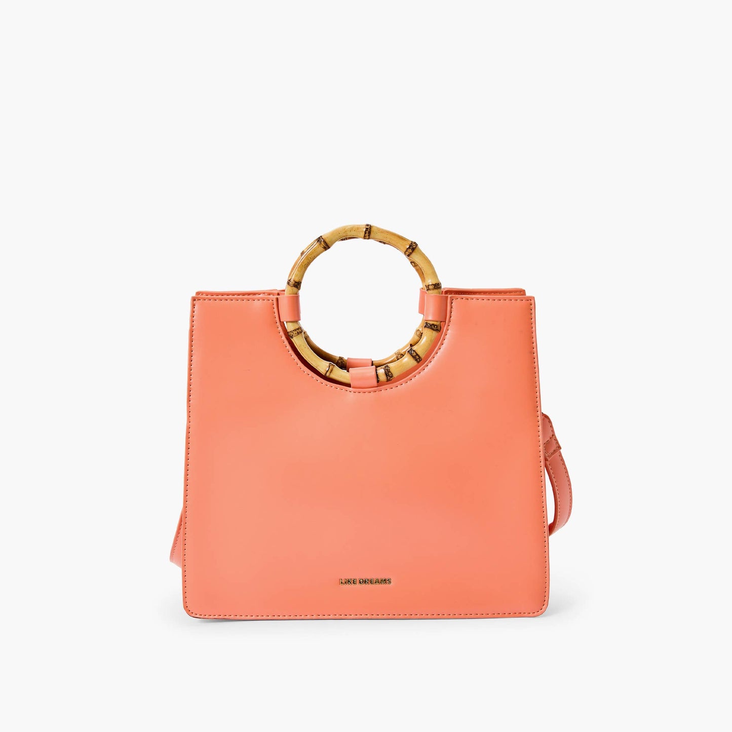 Eden Wooden Handle Satchel: Coral