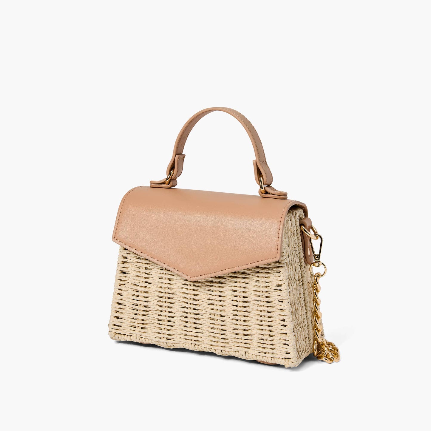 Heather Woven Straw Crossbody: Taupe