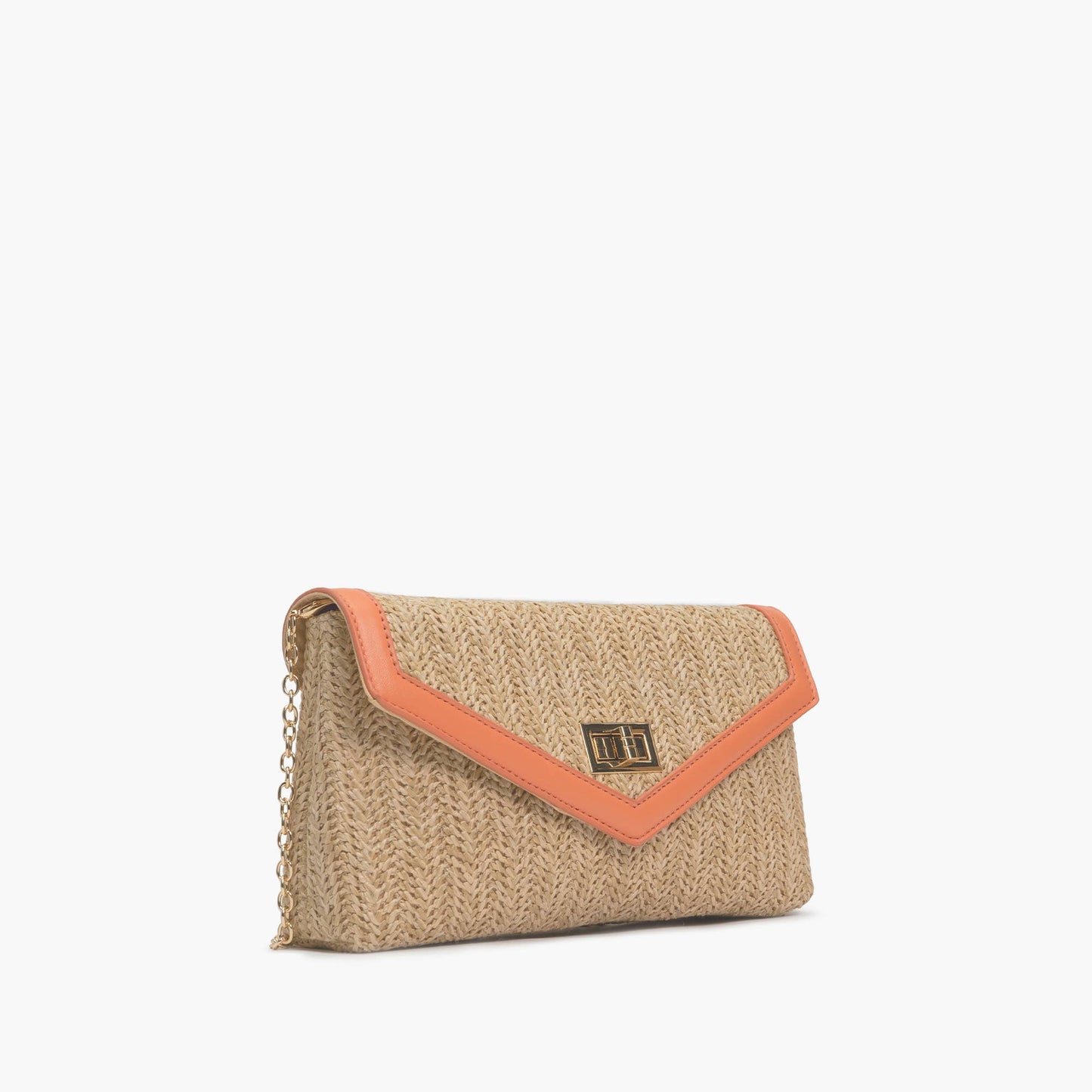 Delilah Turn-Lock Gold Chain Strap Crossbody: Coral