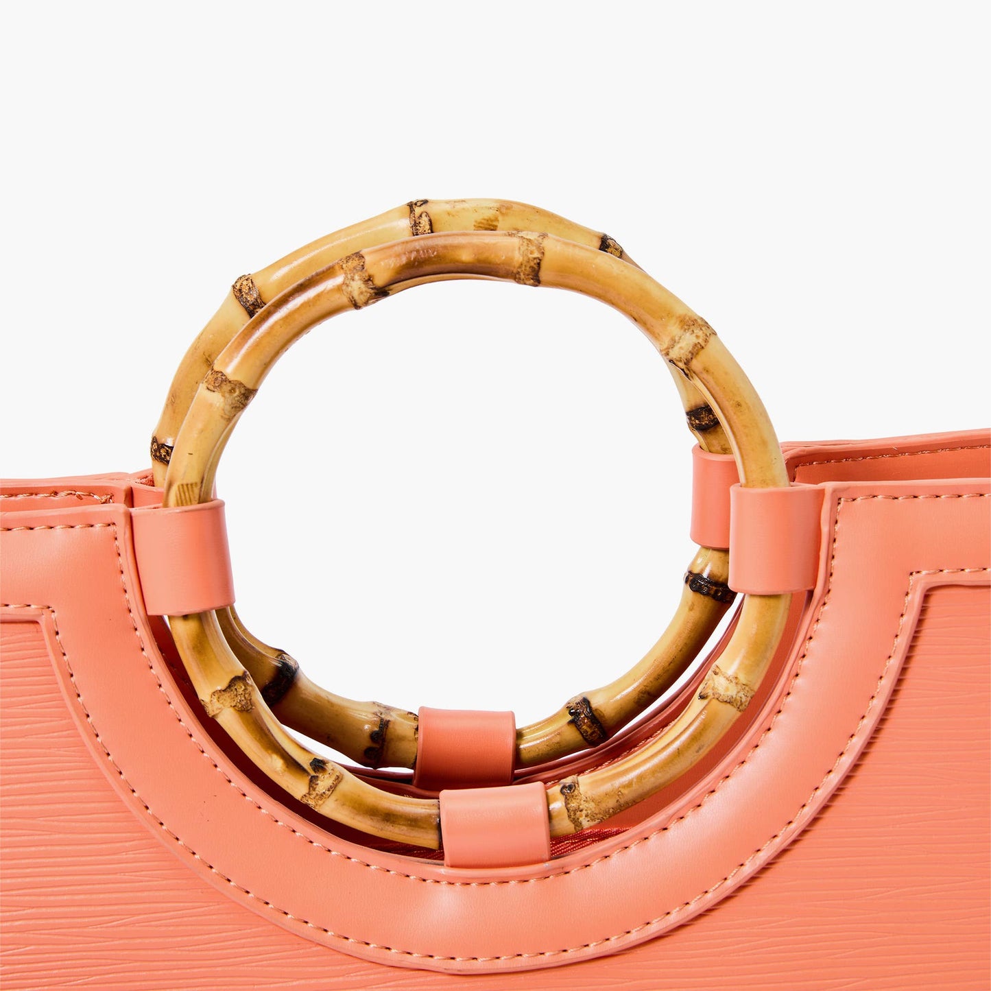 Eden Wooden Handle Satchel: Coral