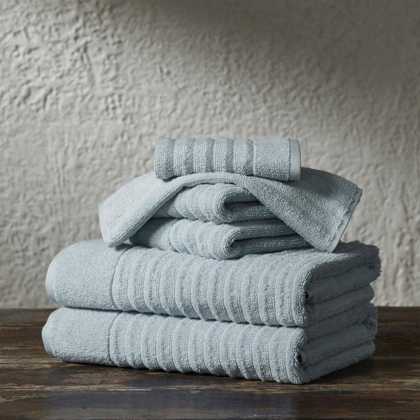 6 Piece Combed Cotton Bath Towels - Karina Collection: Light Blue