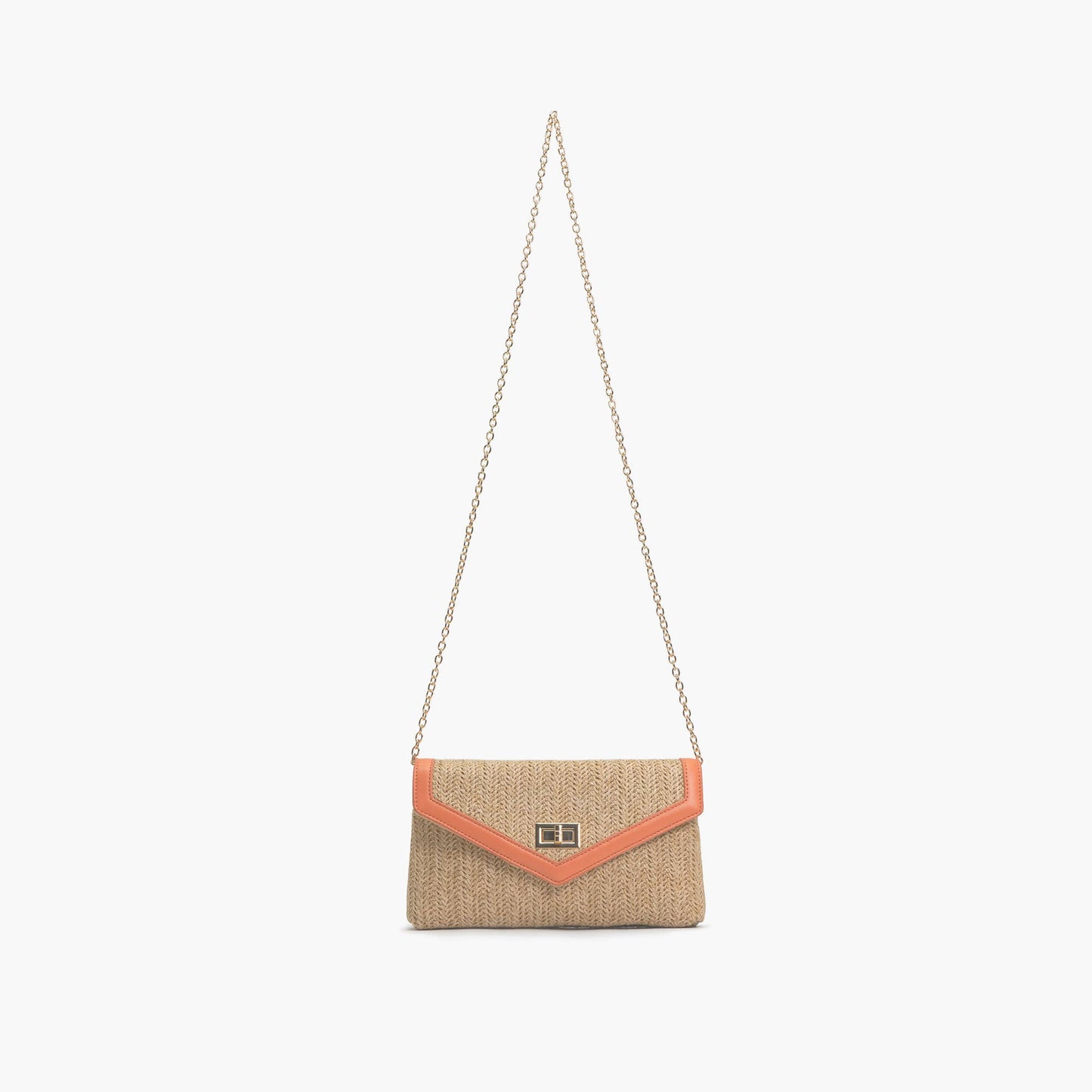 Delilah Turn-Lock Gold Chain Strap Crossbody: Coral