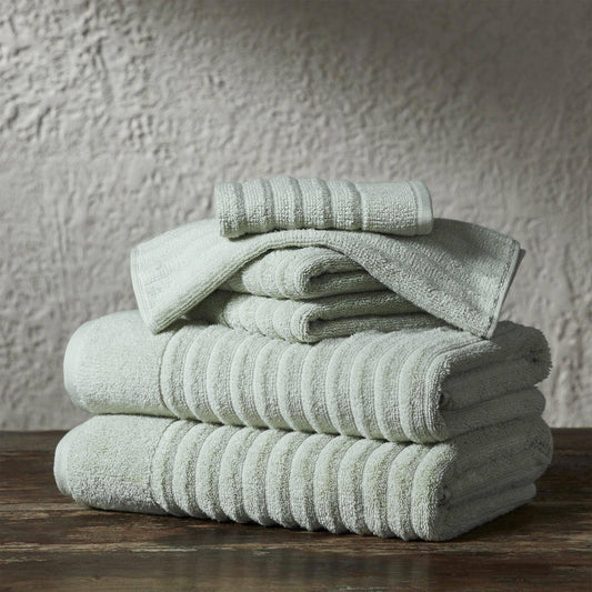 6 Piece Combed Cotton Bath Towels - Karina Collection: Sage Green