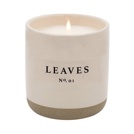 Leaves Soy Candle - Cream Stoneware Jar - 30% off