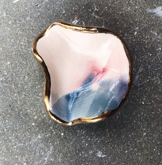 Mermaid Jewelry Dish in Sunset with 22K Gold