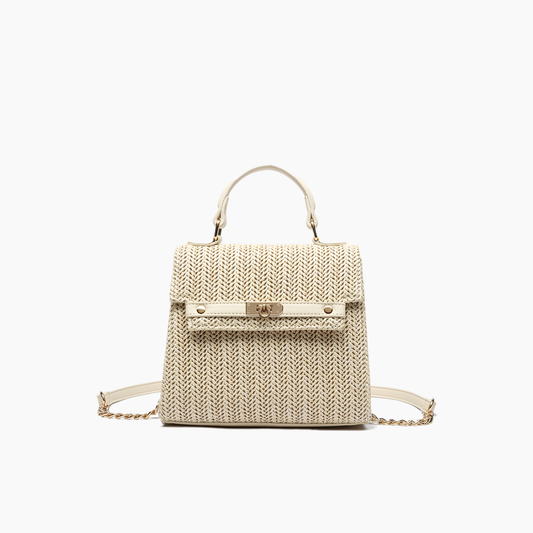 Stella Straw Crossbody Purse: Ivory