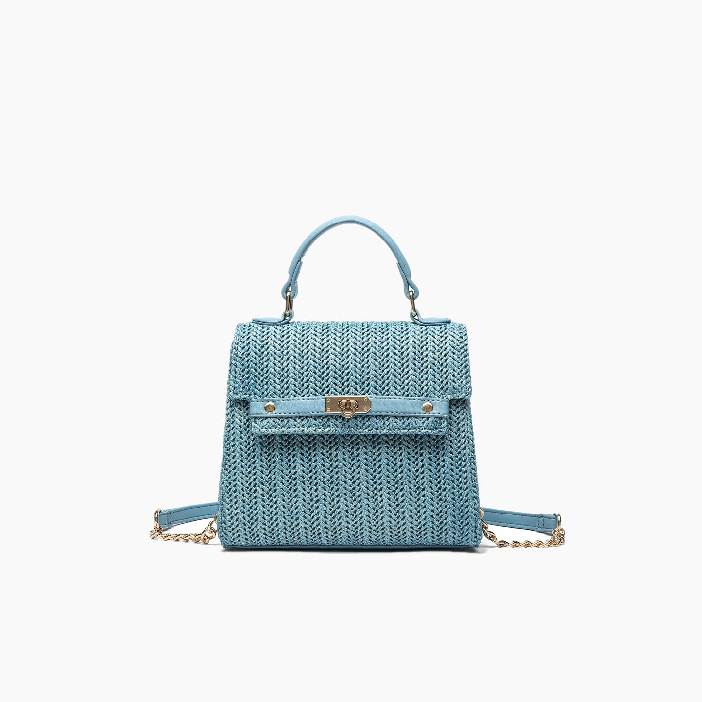 Stella Straw Crossbody Purse: Blue