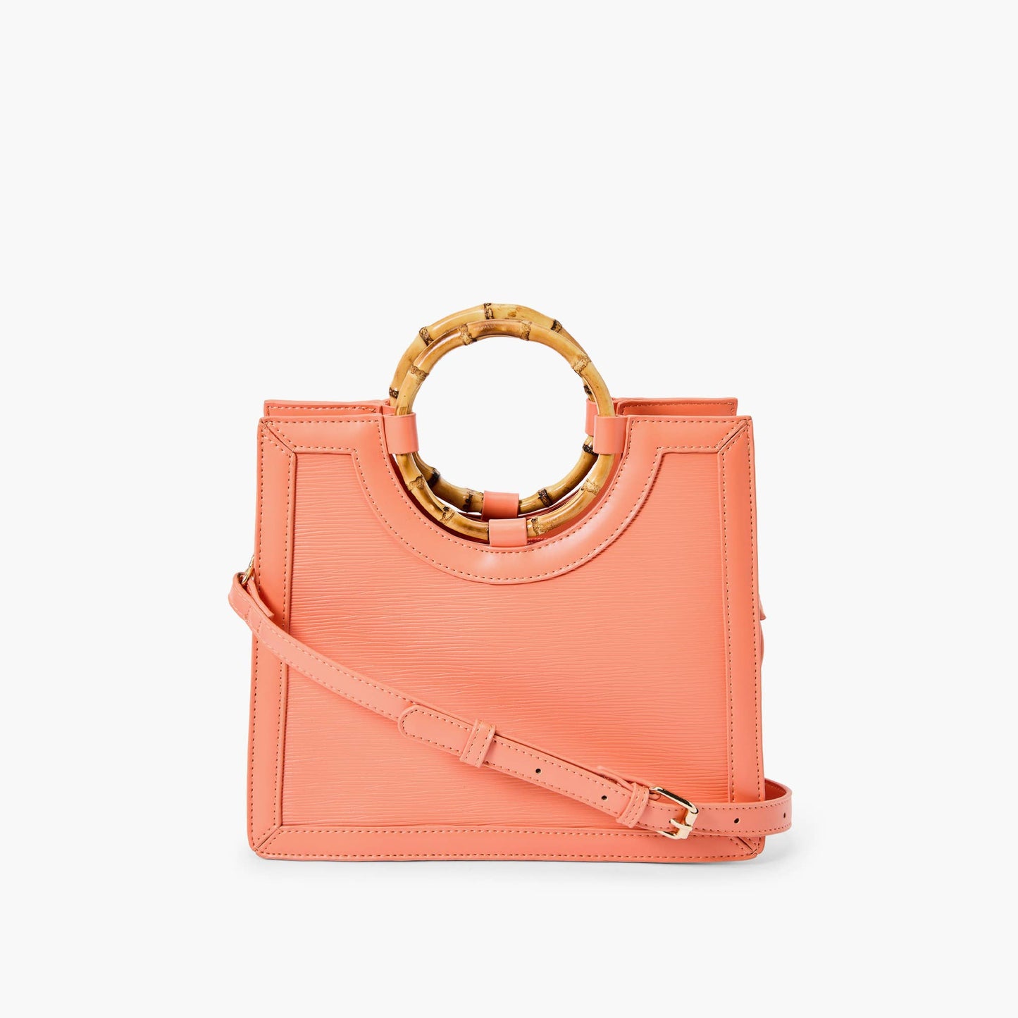 Eden Wooden Handle Satchel: Coral