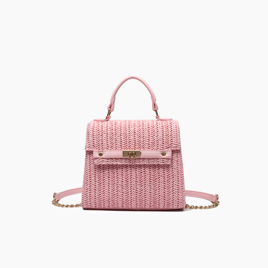 Stella Straw Crossbody Purse: Blush