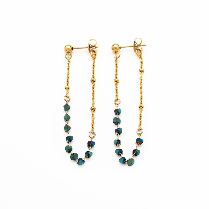 Long Chain Fine Stones Earrings