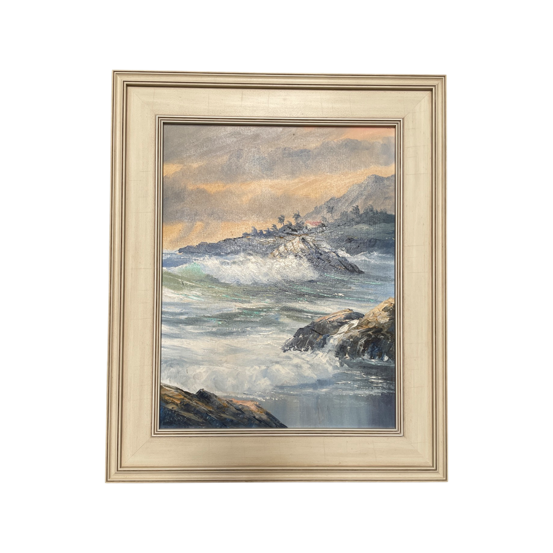 Vintage Hawaiian Seascape in Custome Cream Frame