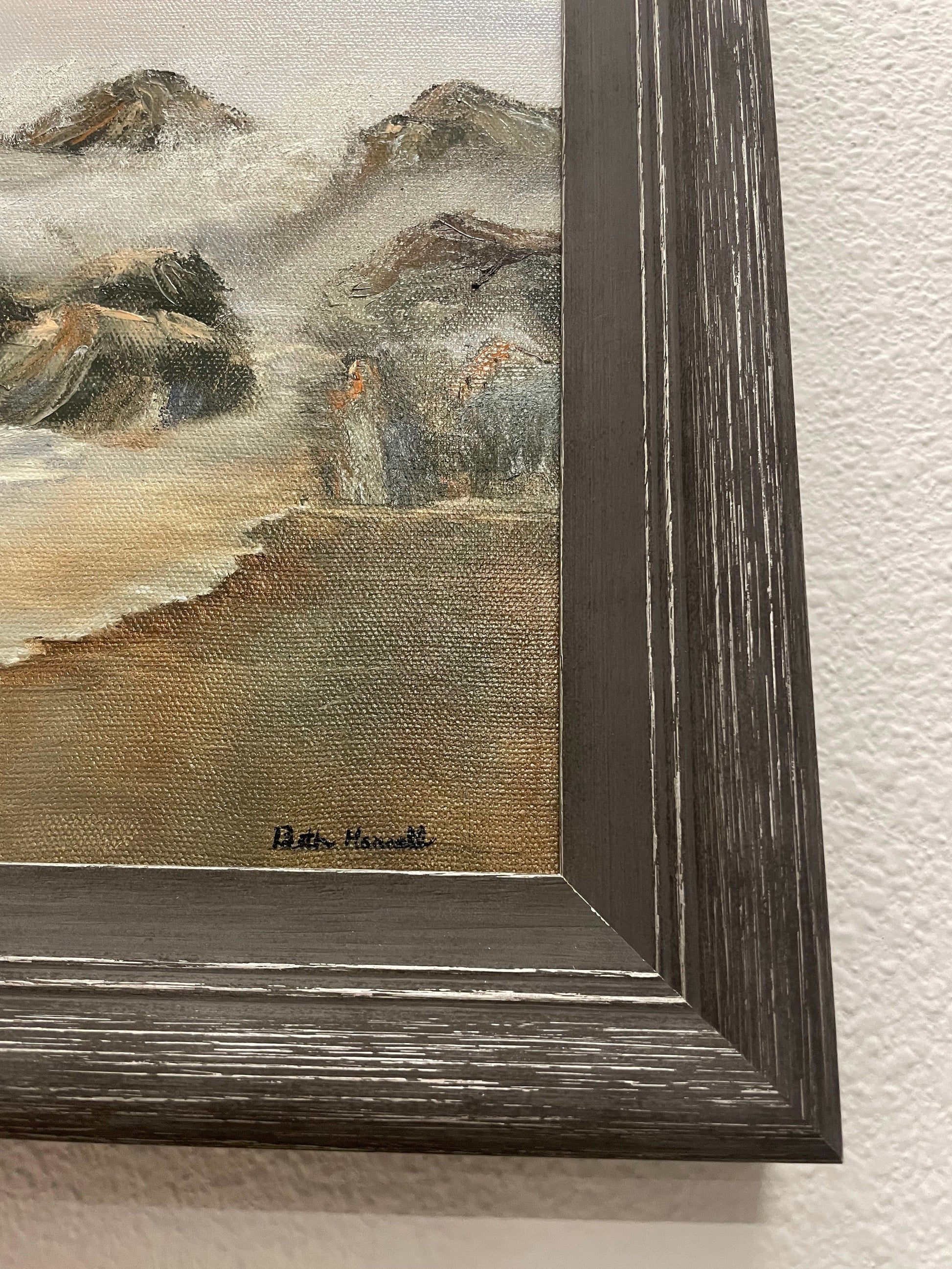 Vintage Seascape in Custom Grey Brush Frame