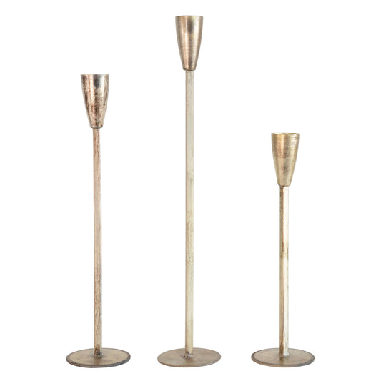 Metal Taper Candle Holders, Set of Three