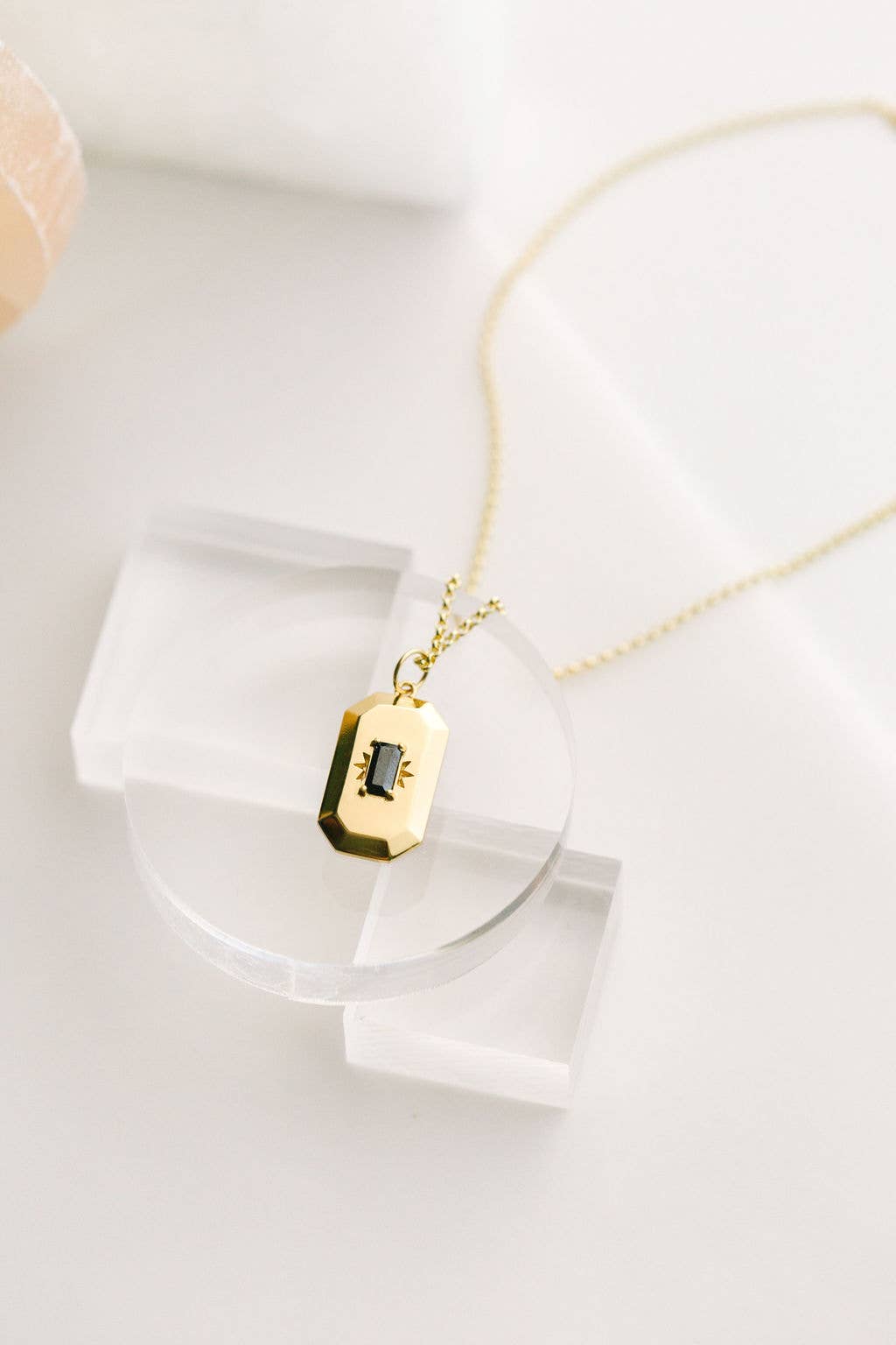 Cameron Onyx Amulet Necklace in Gold