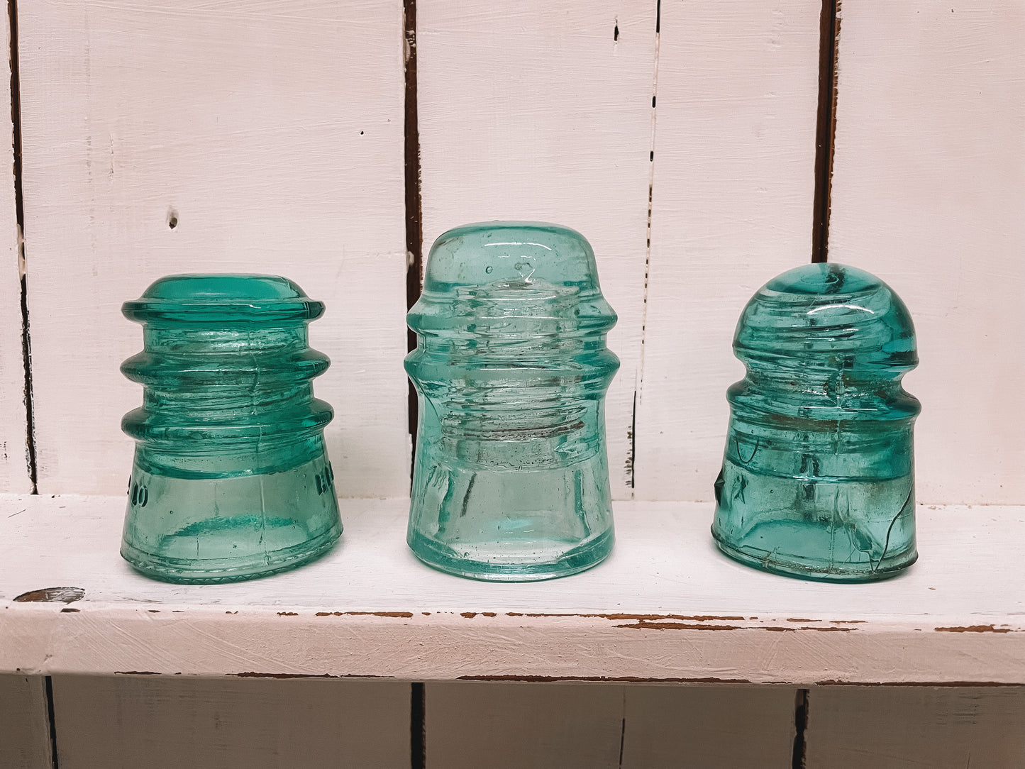 Set of 3 Antique Glass Insulators - 50% off