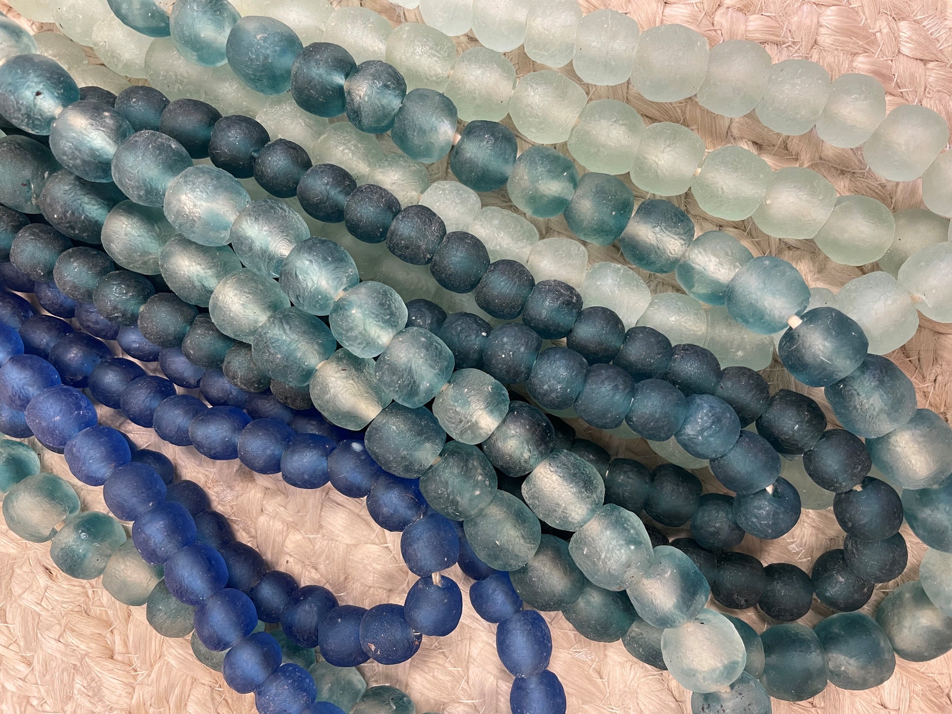 Vintage Sea Glass Beads in Light Blue