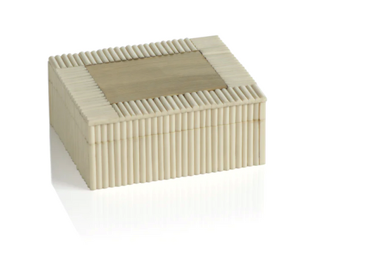 White Bone Chips and Brass Decorative Box