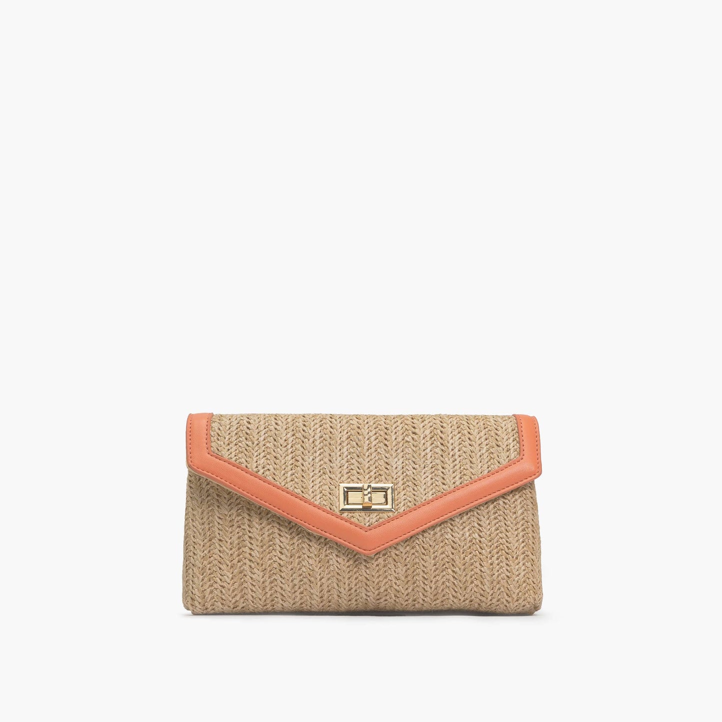 Delilah Turn-Lock Gold Chain Strap Crossbody: Coral