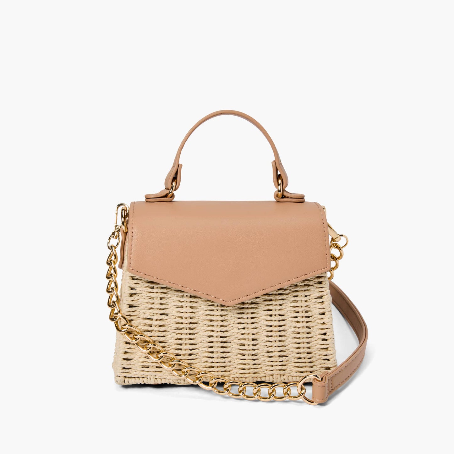 Heather Woven Straw Crossbody: Taupe