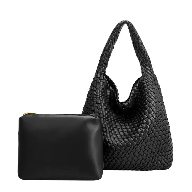 Johanna Recycled Vegan Shoulder Bag in Black